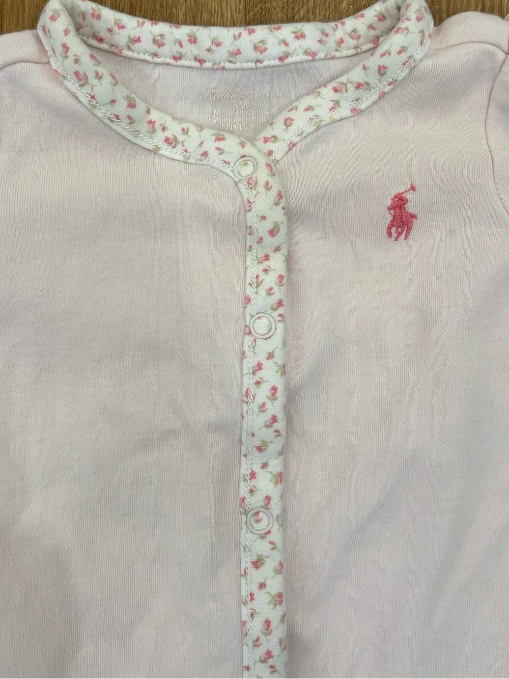 Ralph Lauren Floral Puff Sleeve Snap Onesie